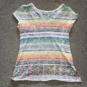 Maurices Multicolor Striped Short Sleeve Tee